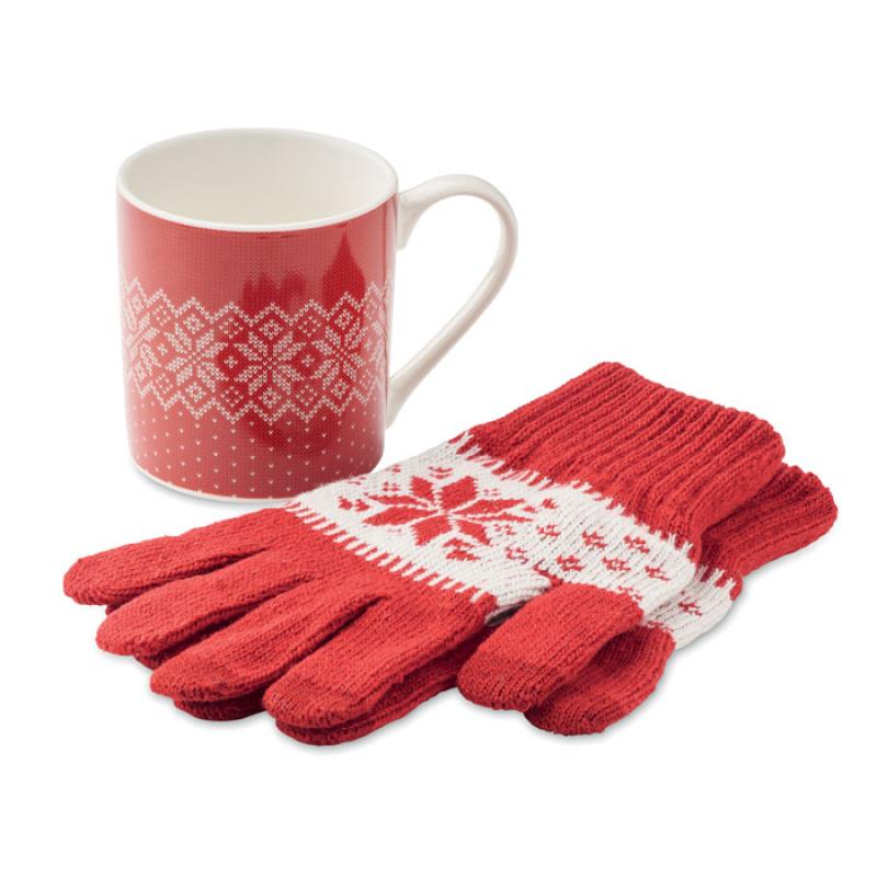 Juego guantes y taza