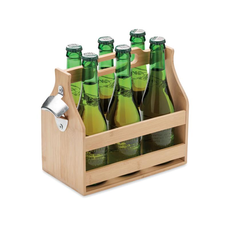 Caja de bambú para 6 cervezas