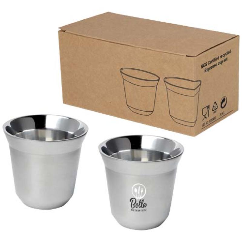 Juego de tazas para espresso de acero inoxidable de 80 ml con certificado RCS "Duo"