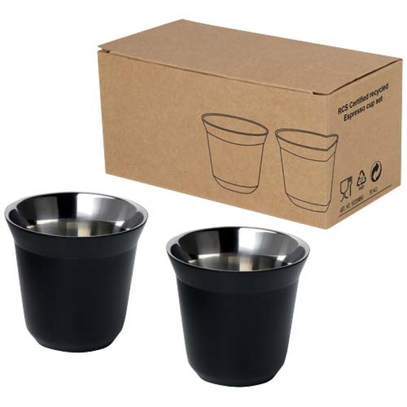 Juego de tazas para espresso de acero inoxidable de 80 ml con certificado RCS "Duo"