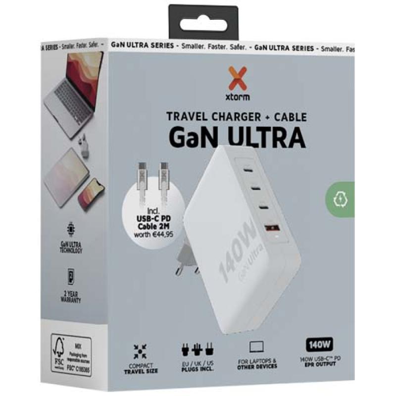 Cargador de viaje de 140 W con cable USB-C PD de 240 W "Xtorm XVC2140 GaN Ultra"