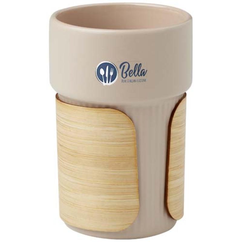 Vaso de 340 ml con funda de bambú "Fika"