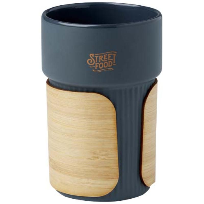 Vaso de 340 ml con funda de bambú "Fika"