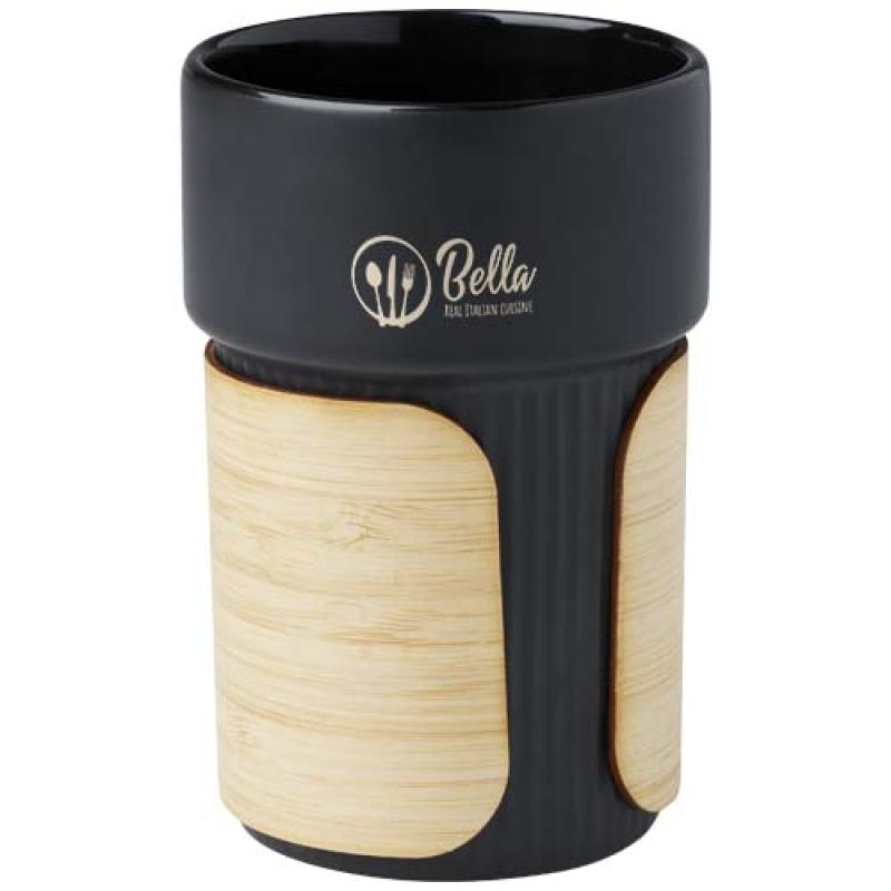 Vaso de 340 ml con funda de bambú "Fika"