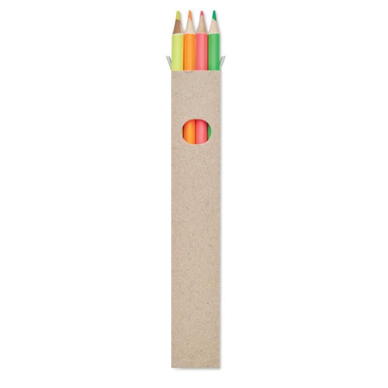 4 lápices de colores en caja