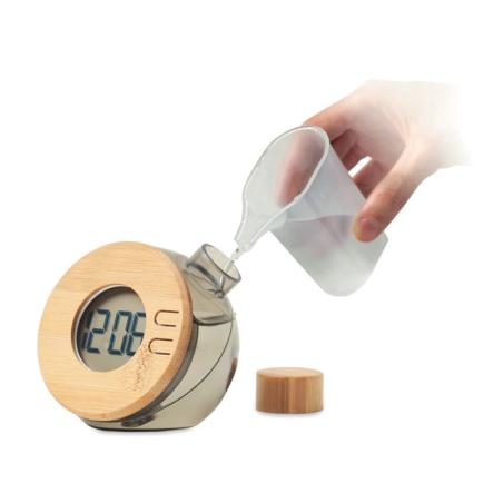 Reloj LCD de bambú por agua