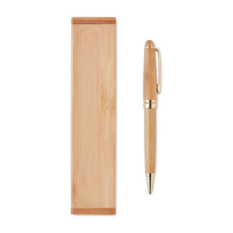 Bolígrafo giratorio de bambú