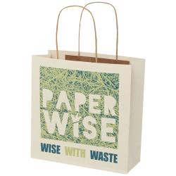 Bolsa de papel de residuos agrícolas 150 g/m2 con asas de papel retorcido, pequeña