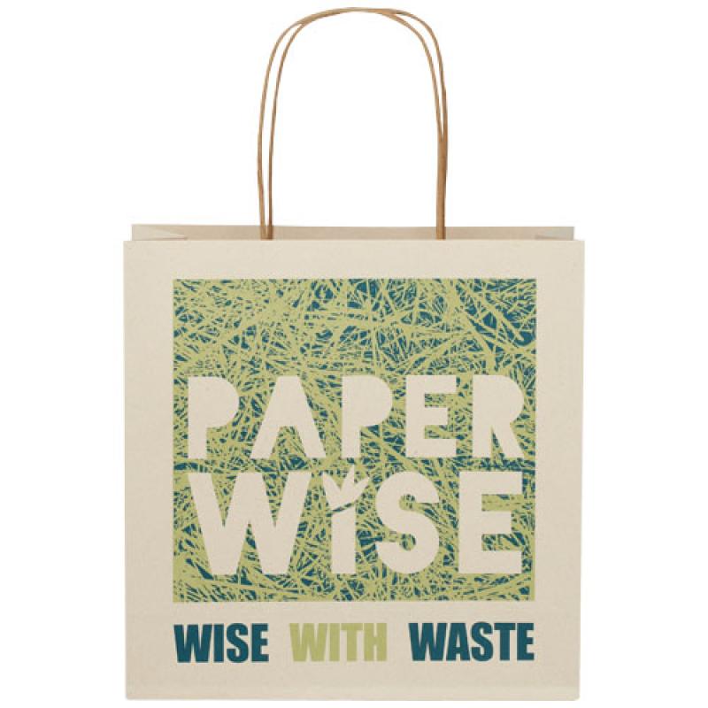 Bolsa de papel de residuos agrícolas 150 g/m2 con asas de papel retorcido, pequeña