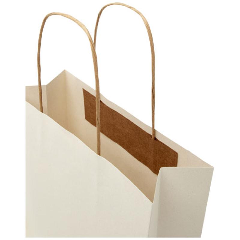 Bolsa de papel de residuos agrícolas 150 g/m2 con asas de papel retorcido, pequeña