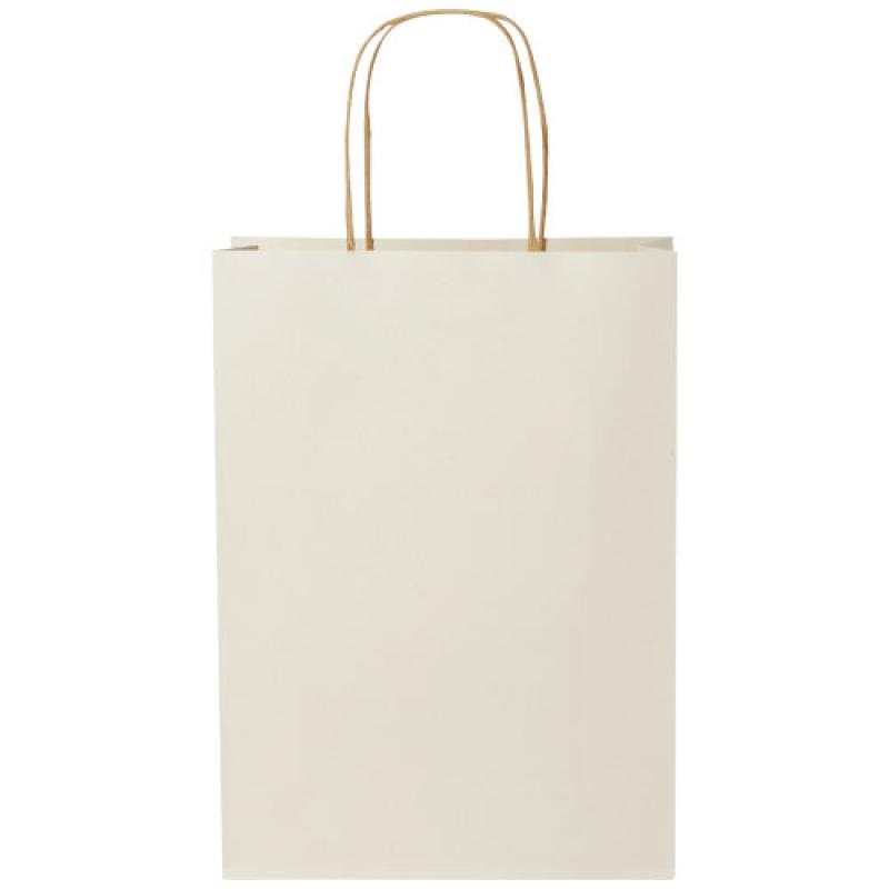 Bolsa de papel de residuos agrícolas 150 g/m2 con asas de papel retorcido, mediana