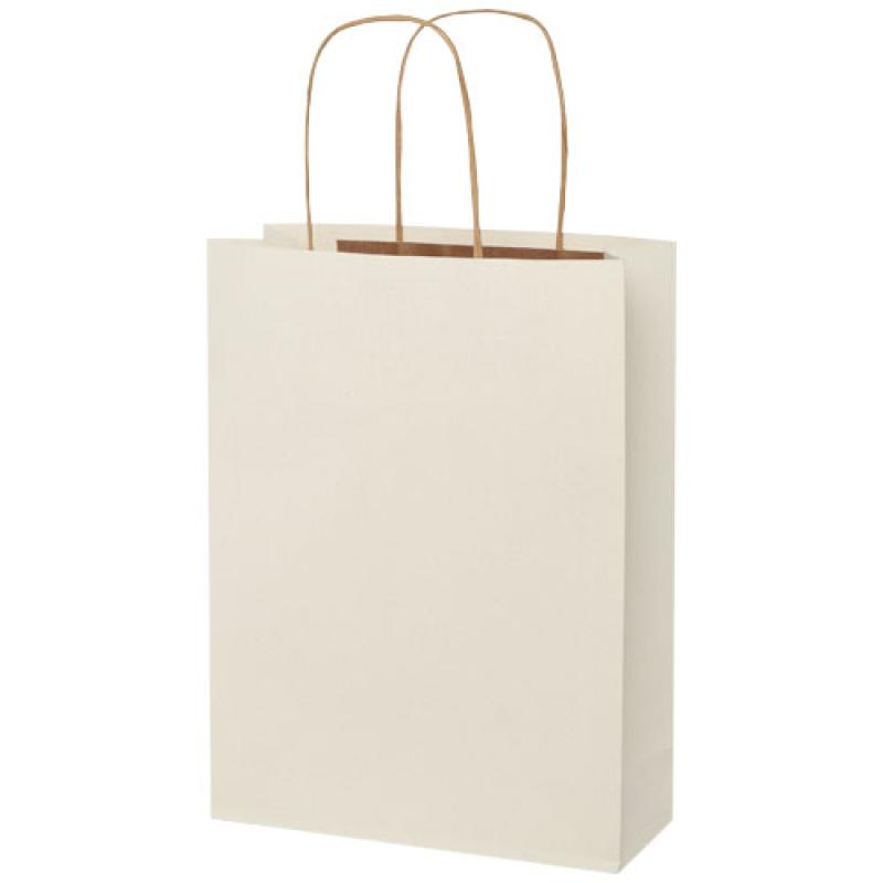 Bolsa de papel de residuos agrícolas 150 g/m2 con asas de papel retorcido, mediana