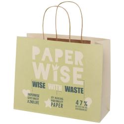 Bolsa de papel de residuos agrícolas 150 g/m2 con asas de papel retorcido, grande