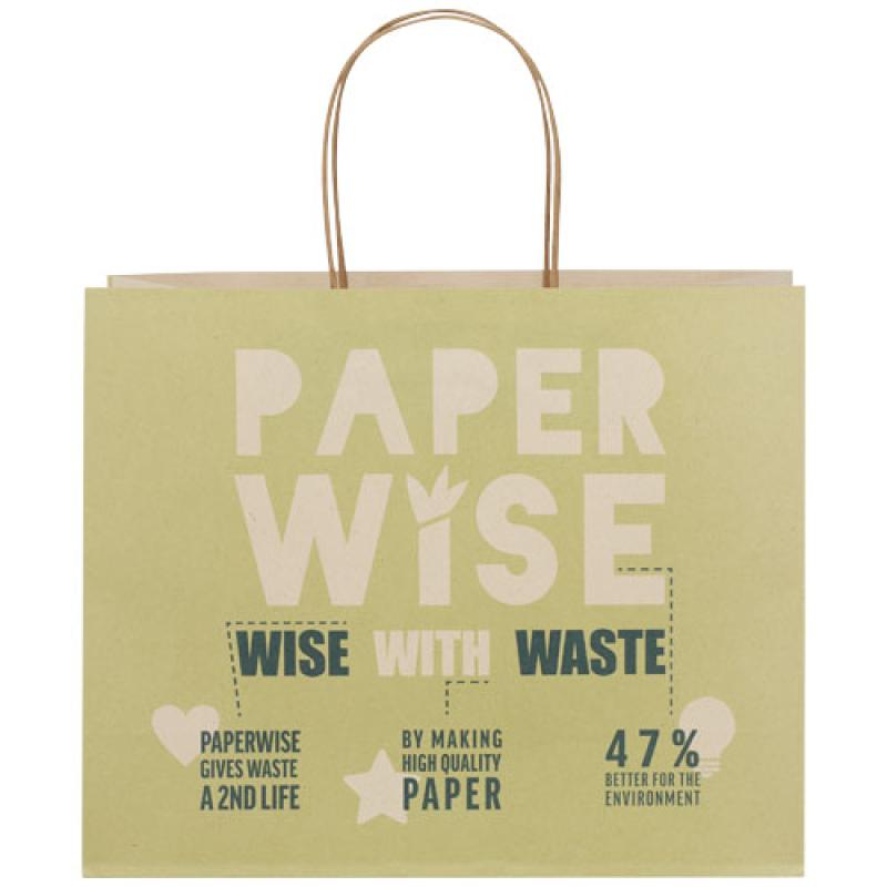 Bolsa de papel de residuos agrícolas 150 g/m2 con asas de papel retorcido, grande