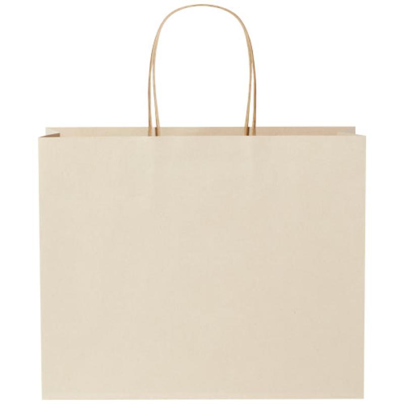 Bolsa de papel de residuos agrícolas 150 g/m2 con asas de papel retorcido, grande