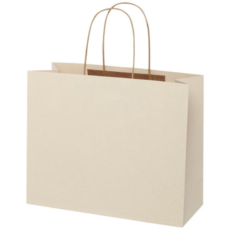 Bolsa de papel de residuos agrícolas 150 g/m2 con asas de papel retorcido, grande