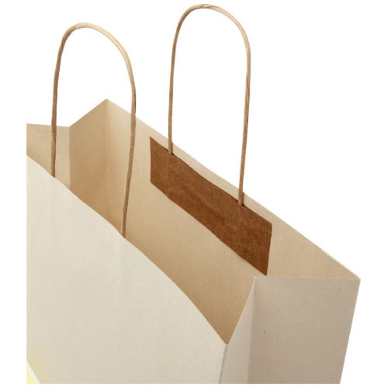 Bolsa de papel de residuos agrícolas 150 g/m2 con asas de papel retorcido, grande