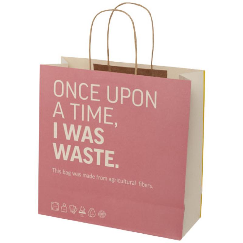 Bolsa de papel de residuos agrícolas 150 g/m2 con asas de papel retorcido, XL