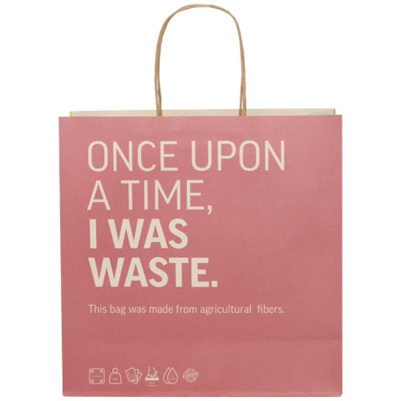 Bolsa de papel de residuos agrícolas 150 g/m2 con asas de papel retorcido, XL