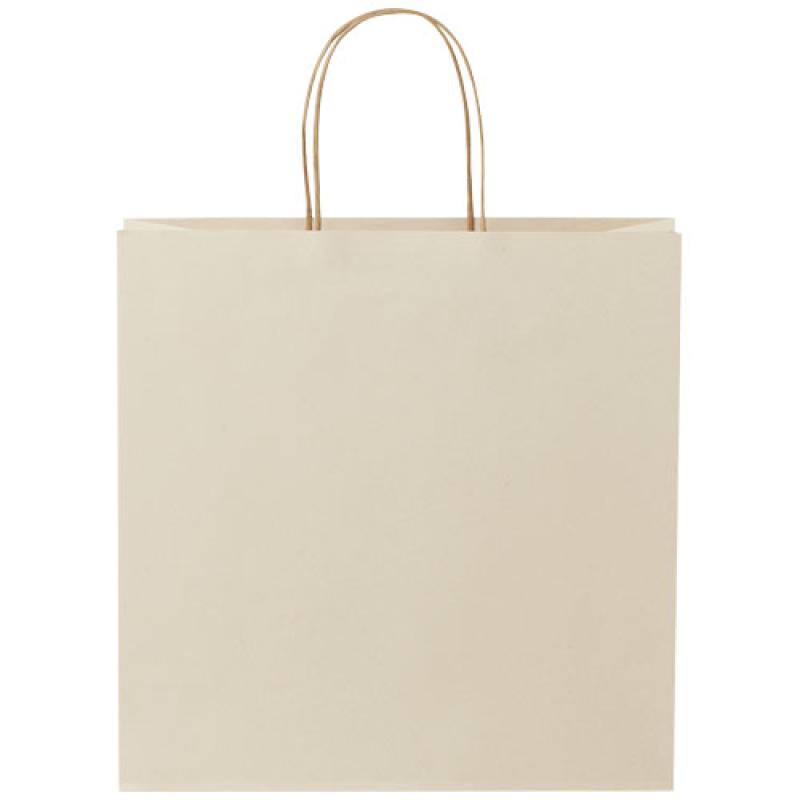 Bolsa de papel de residuos agrícolas 150 g/m2 con asas de papel retorcido, XL