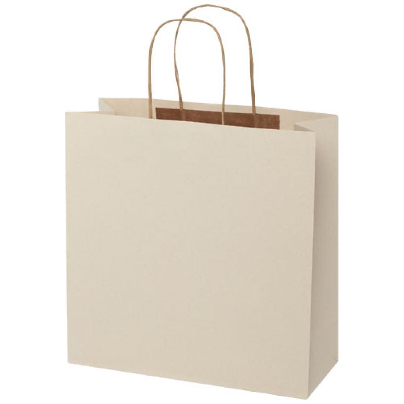 Bolsa de papel de residuos agrícolas 150 g/m2 con asas de papel retorcido, XL