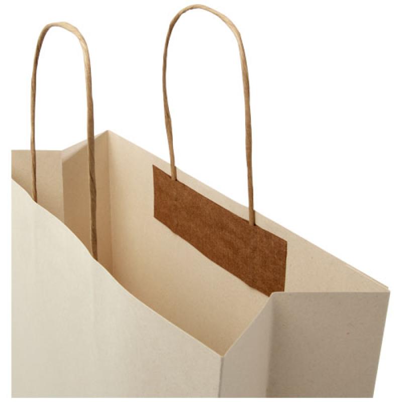 Bolsa de papel de residuos agrícolas 150 g/m2 con asas de papel retorcido, XL