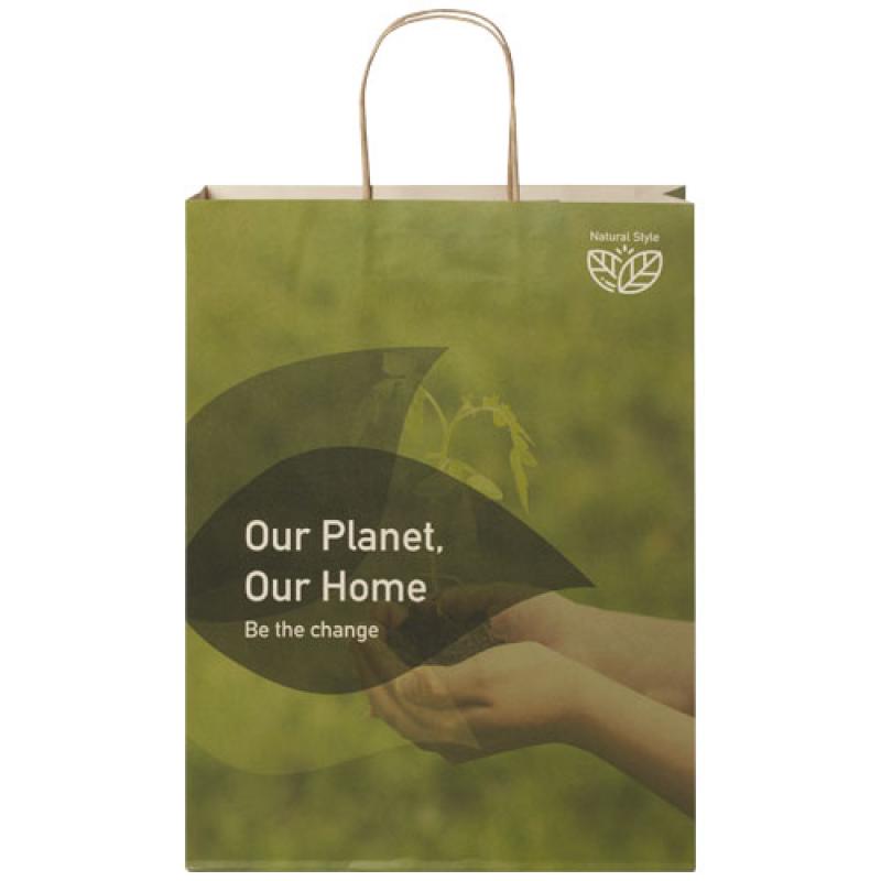 Bolsa de papel de residuos agrícolas 150 g/m2 con asas de papel retorcido, XXL