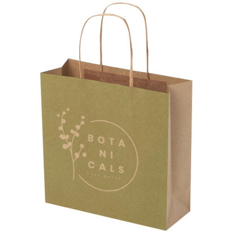 Bolsa de papel kraft 120 g/m2 con asas de papel retorcido, pequeña
