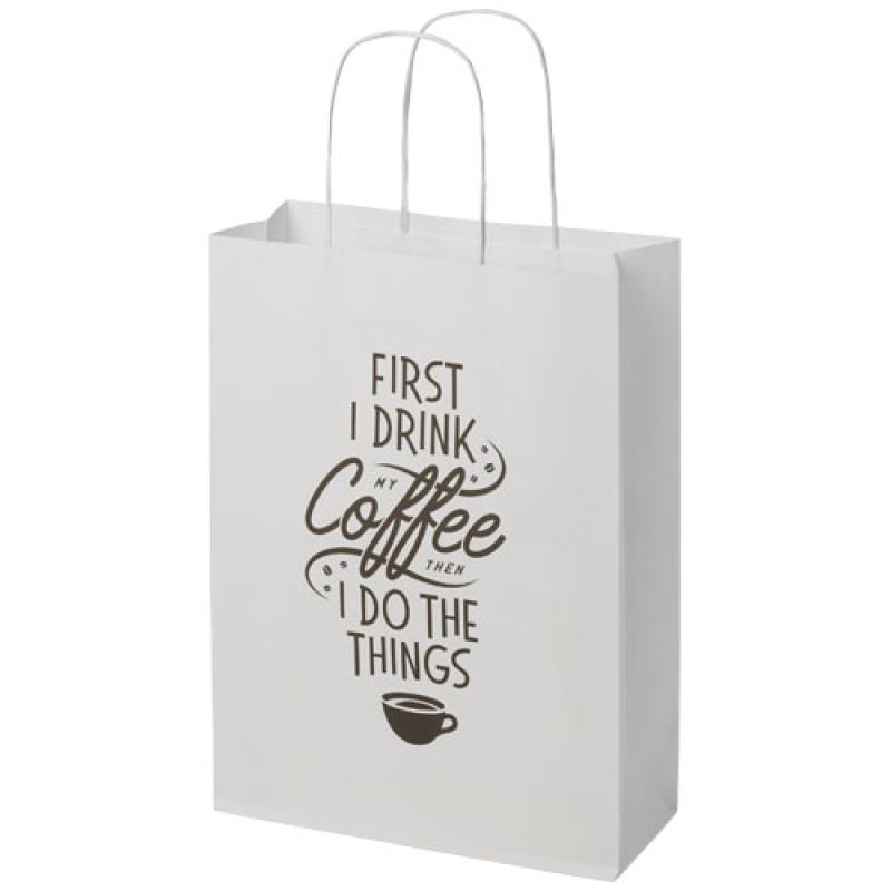 Bolsa de papel kraft 120 g/m2 con asas de papel retorcido, mediana