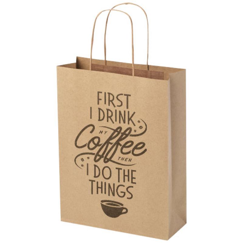 Bolsa de papel kraft 120 g/m2 con asas de papel retorcido, mediana