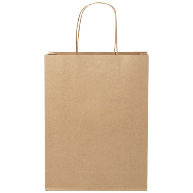 Bolsa de papel kraft 120 g/m2 con asas de papel retorcido, mediana