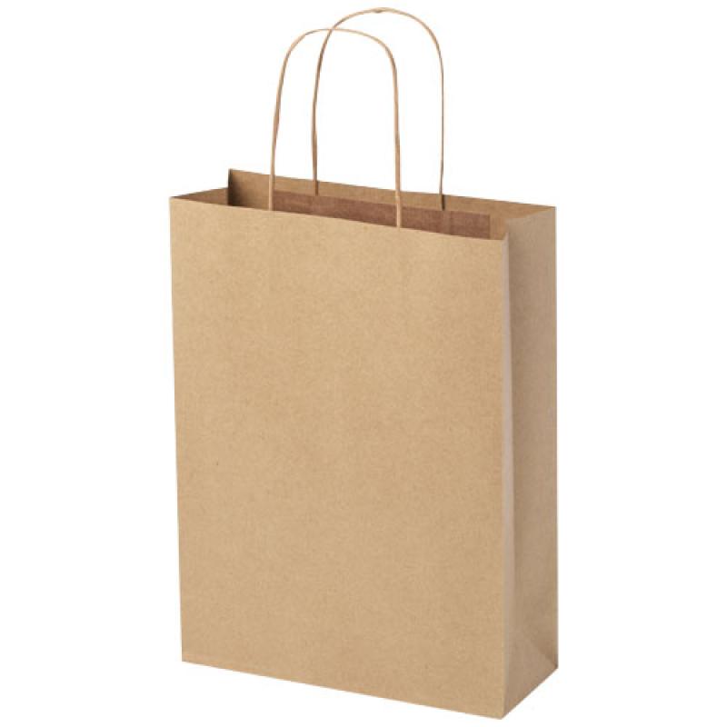 Bolsa de papel kraft 120 g/m2 con asas de papel retorcido, mediana