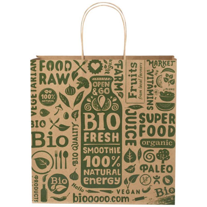 Bolsa de papel kraft 120 g/m2 con asas de papel retorcido, XL