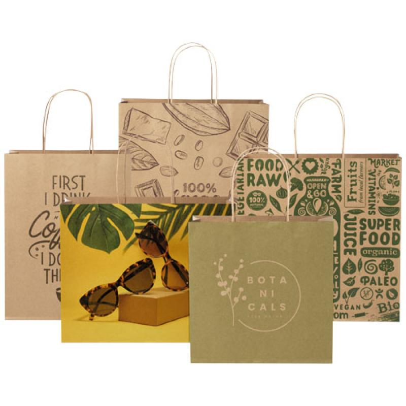 Bolsa de papel kraft 120 g/m2 con asas de papel retorcido, XL