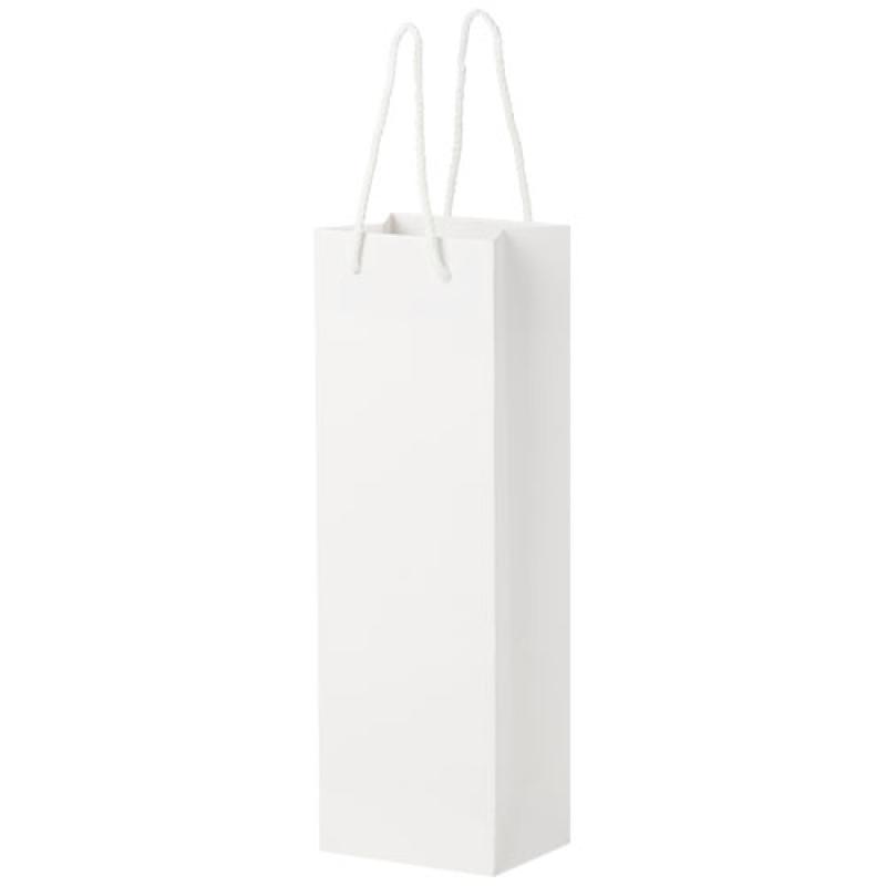 Bolsa para botella de vino de papel integra 170 g/m2 hecha a mano con asas de plástico