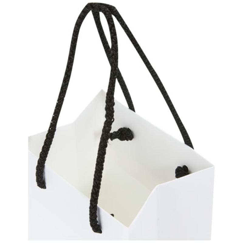 Bolsa para botella de vino de papel integra 170 g/m2 hecha a mano con asas de plástico