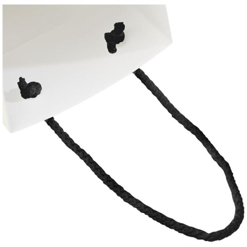 Bolsa para botella de vino de papel integra 170 g/m2 hecha a mano con asas de plástico