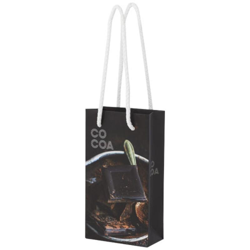 Bolsa de papel integra 170 g/m2 hecha a mano con asas de plástico, pequeña
