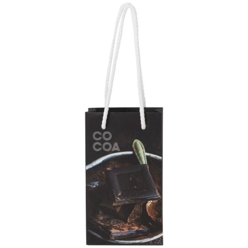 Bolsa de papel integra 170 g/m2 hecha a mano con asas de plástico, pequeña