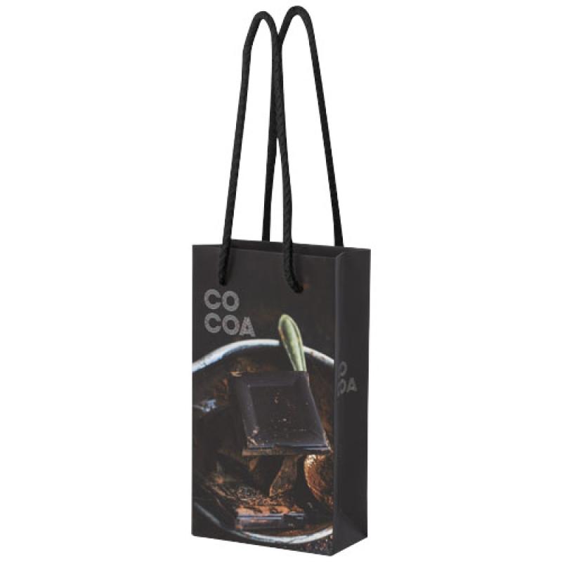 Bolsa de papel integra 170 g/m2 hecha a mano con asas de plástico, pequeña