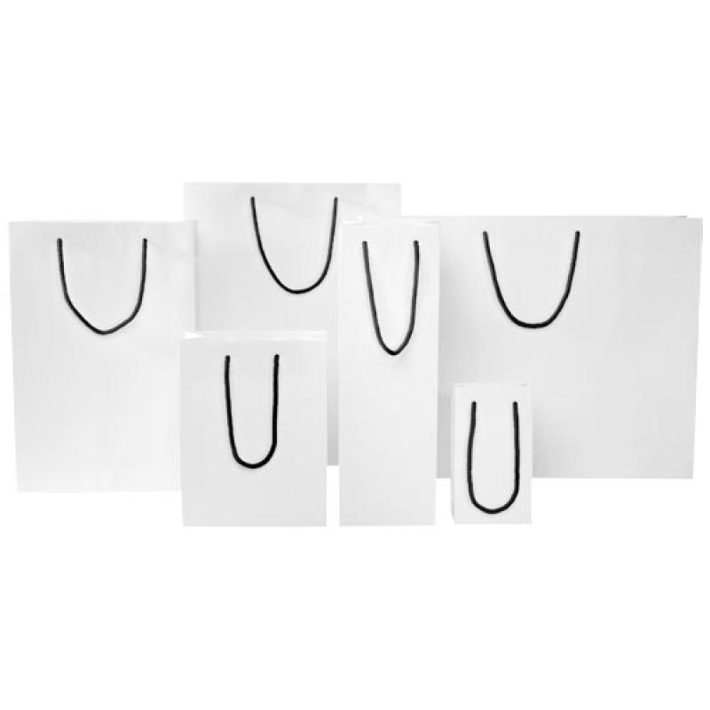 Bolsa de papel integra 170 g/m2 hecha a mano con asas de plástico, pequeña