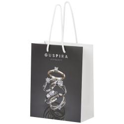 Bolsa de papel integra 170 g/m2 hecha a mano con asas de plástico, mediana