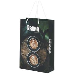 Bolsa de papel integra 170 g/m2 hecha a mano con asas de plástico, grande
