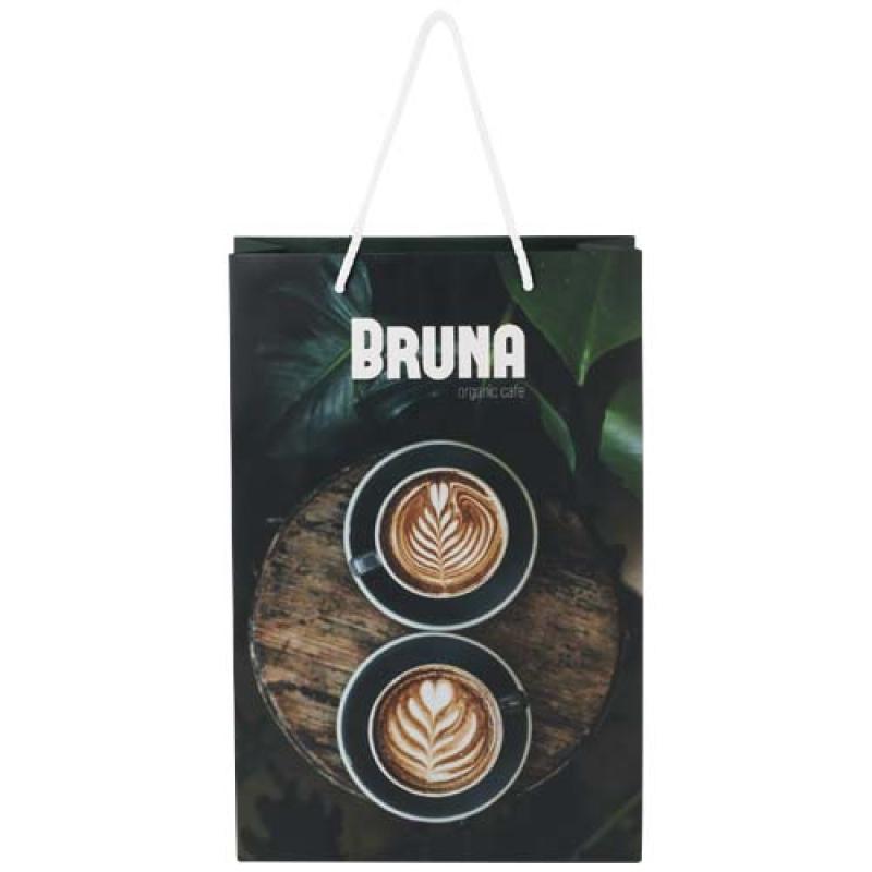 Bolsa de papel integra 170 g/m2 hecha a mano con asas de plástico, grande