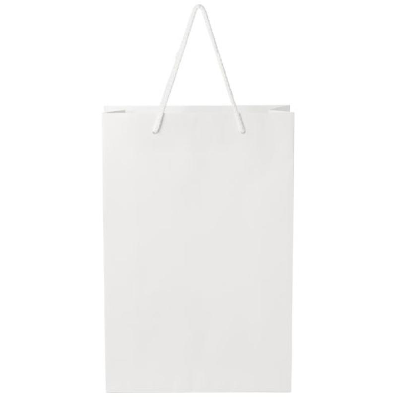Bolsa de papel integra 170 g/m2 hecha a mano con asas de plástico, grande