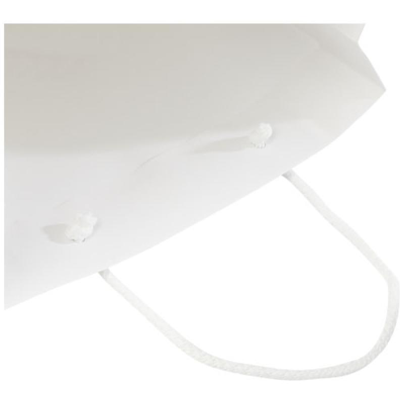 Bolsa de papel integra 170 g/m2 hecha a mano con asas de plástico, grande