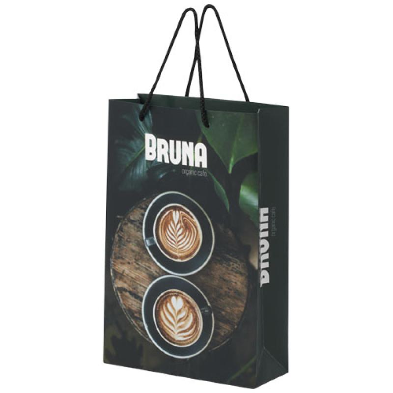 Bolsa de papel integra 170 g/m2 hecha a mano con asas de plástico, grande