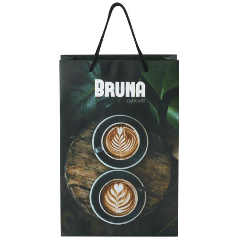 Bolsa de papel integra 170 g/m2 hecha a mano con asas de plástico, grande