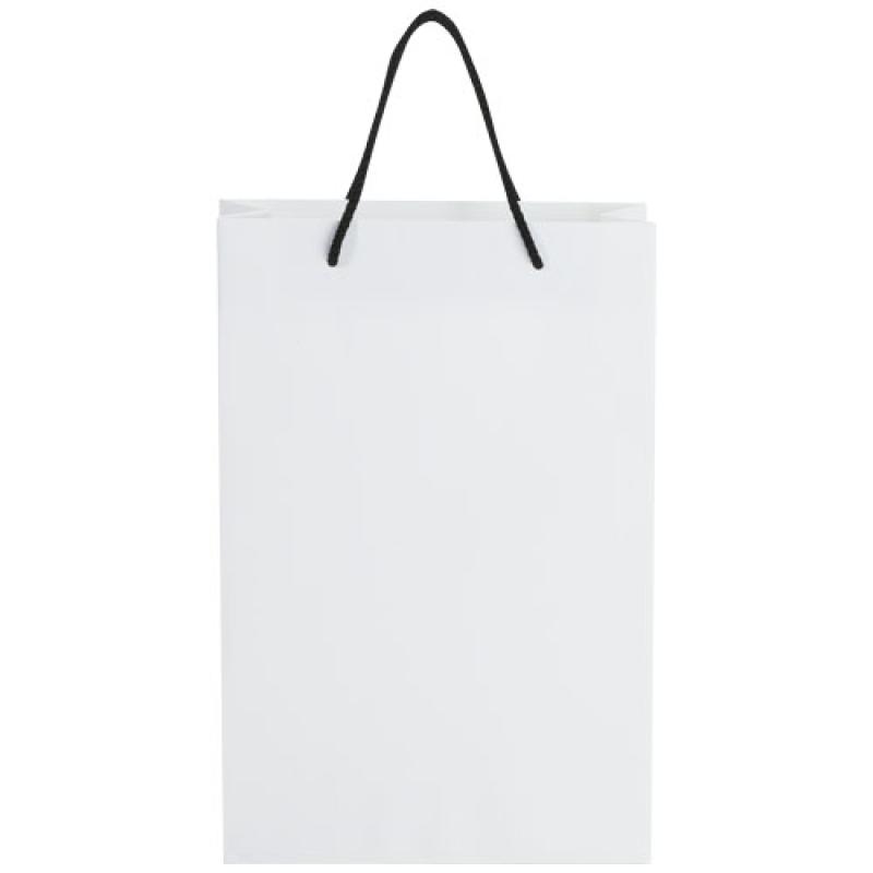 Bolsa de papel integra 170 g/m2 hecha a mano con asas de plástico, grande