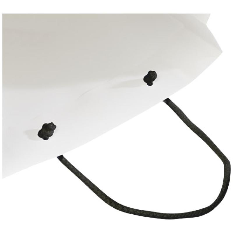 Bolsa de papel integra 170 g/m2 hecha a mano con asas de plástico, grande